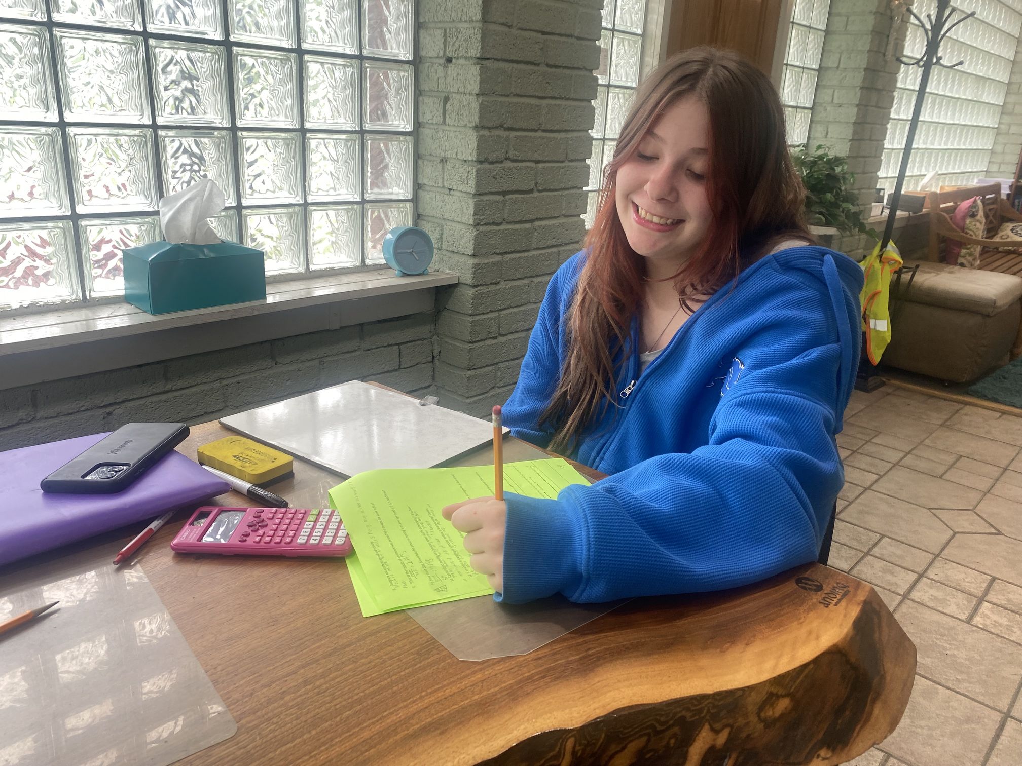 Girl working on homework