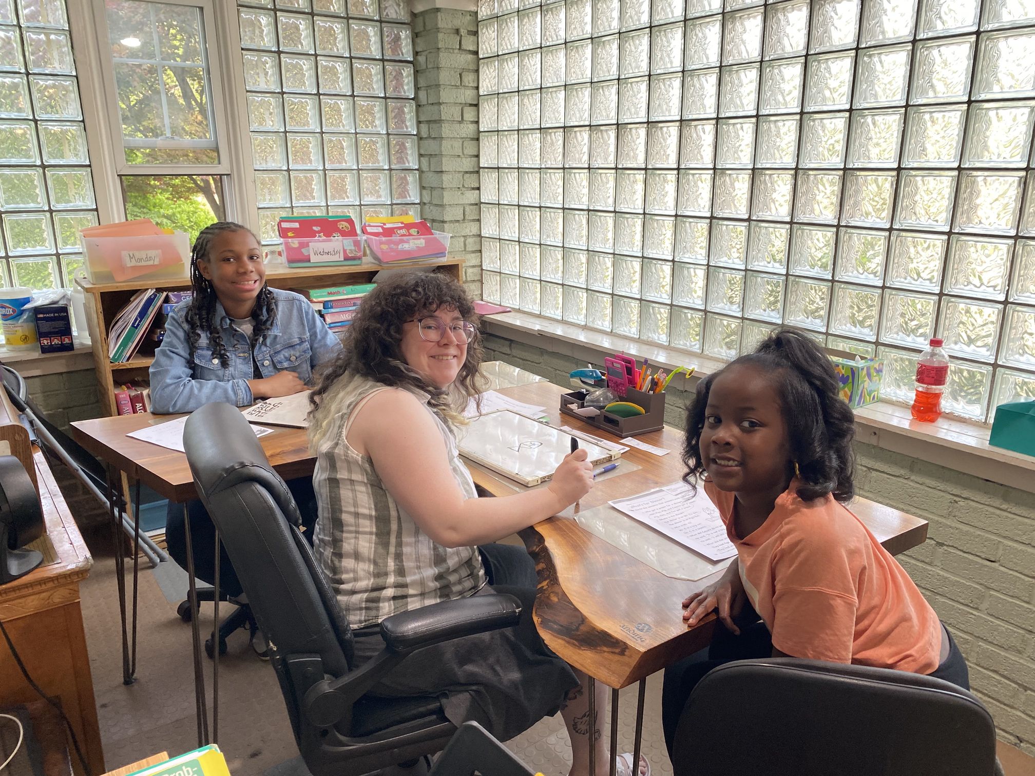 Two students in a tutoring session